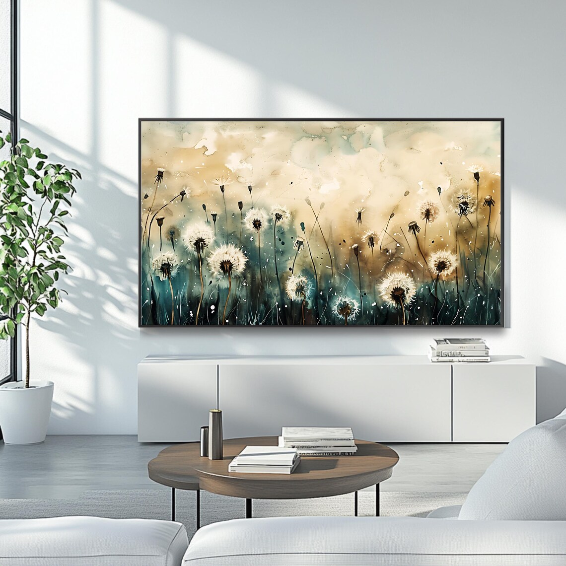 Dreamy Dandelion Meadow Watercolor Wildflower Art Wall Poster - Image 4