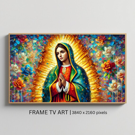 Our Lady Of Guadalupe Golden Halo Mosaic Roses Catholic Art Poster