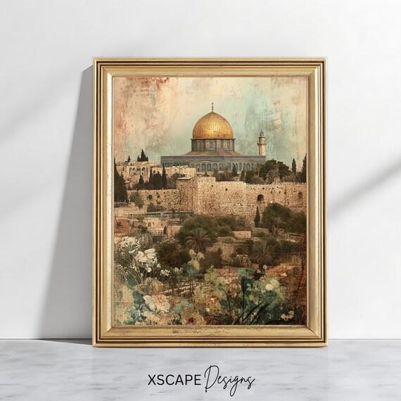 Al Aqsa Mosque Vintage Jerusalem Travel Poster