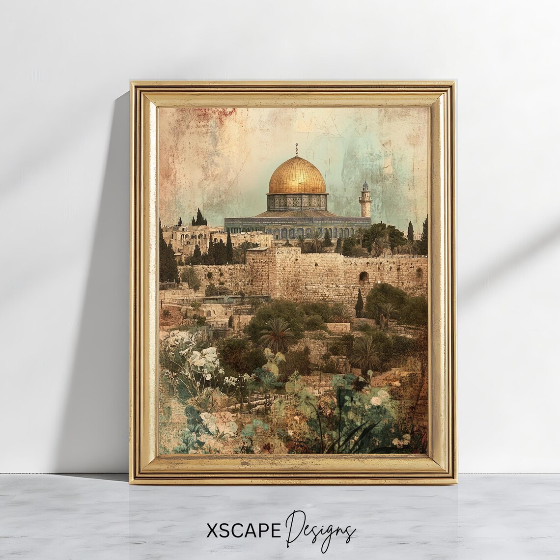 Al Aqsa Mosque Vintage Jerusalem Travel Poster