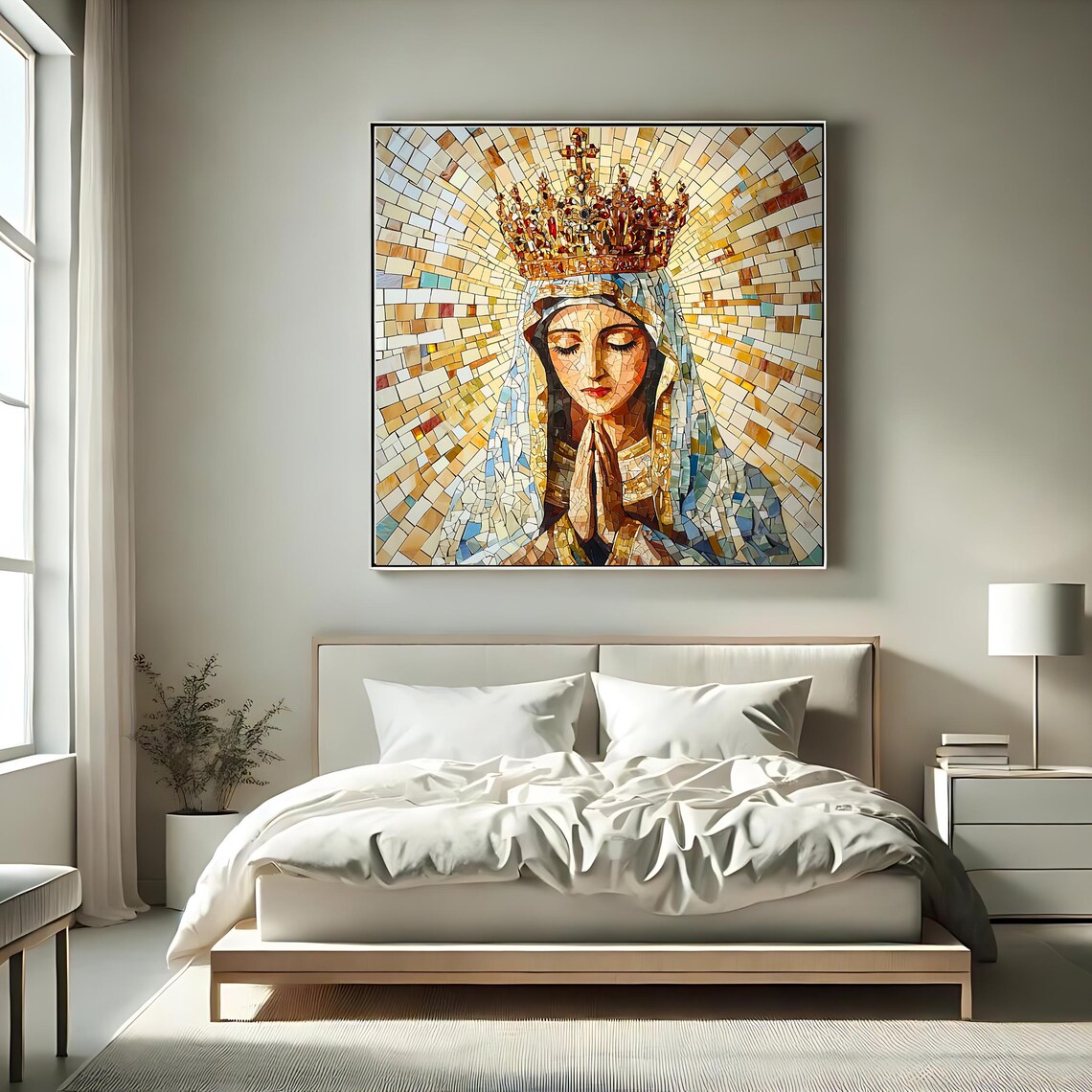 Blessed Virgin Mary Mosaic Art Print, Catholic - Image 2