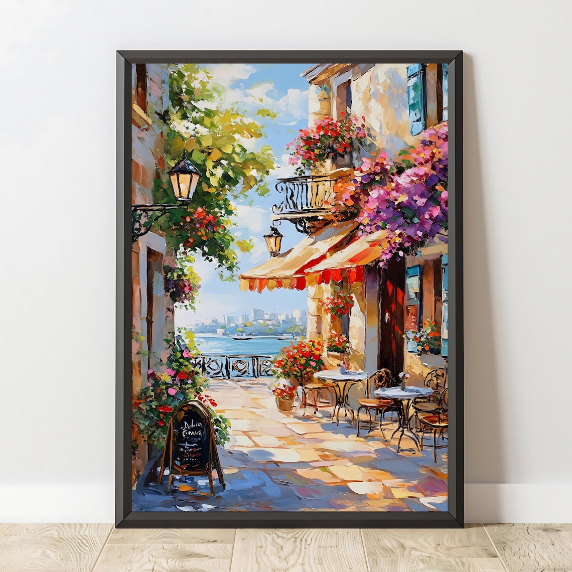 Charming Caf Artwork, Mediterranean Courtyard Art Print - Image 3