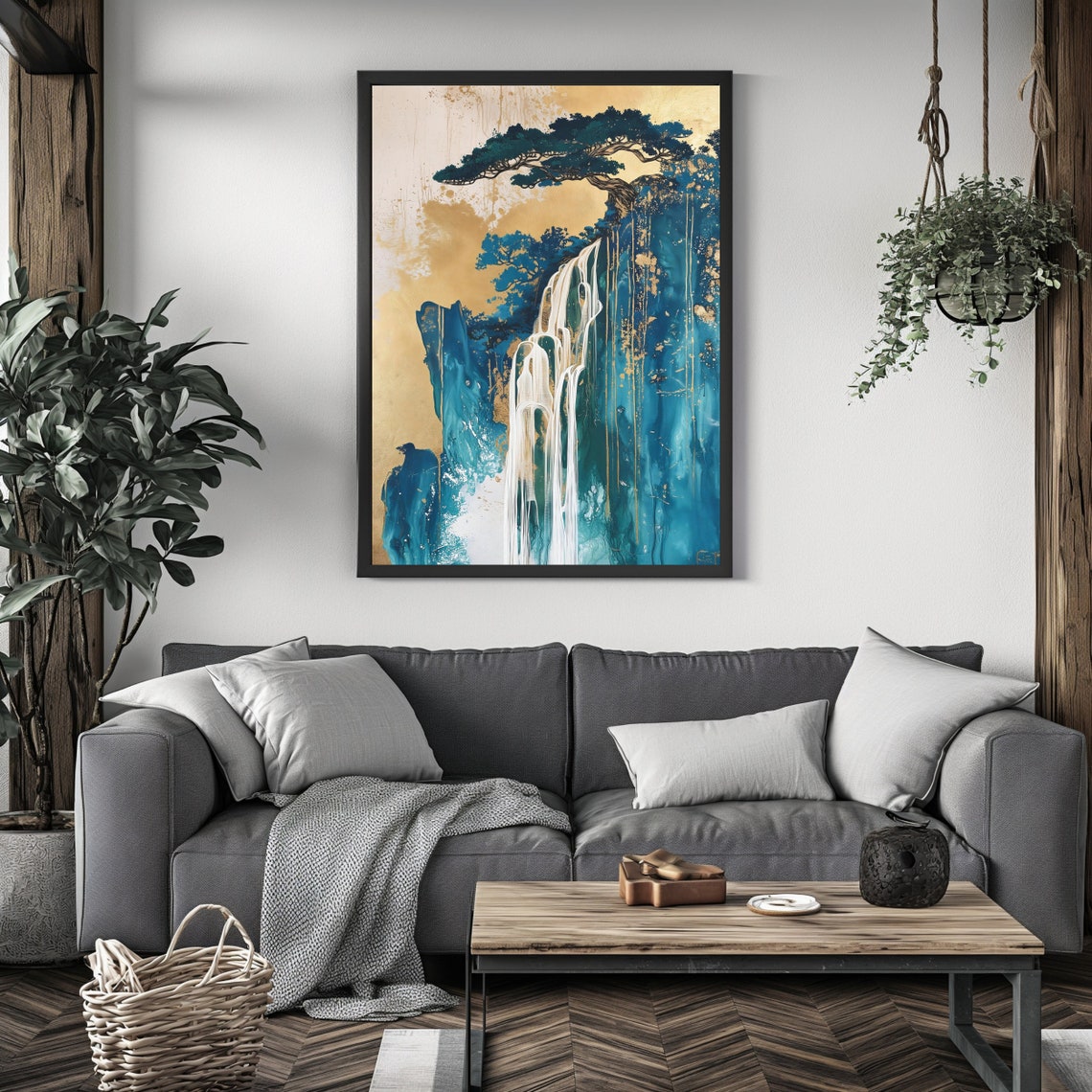 Serene Waterfall Wall Art Print Nature Poster Wall Art - Image 3