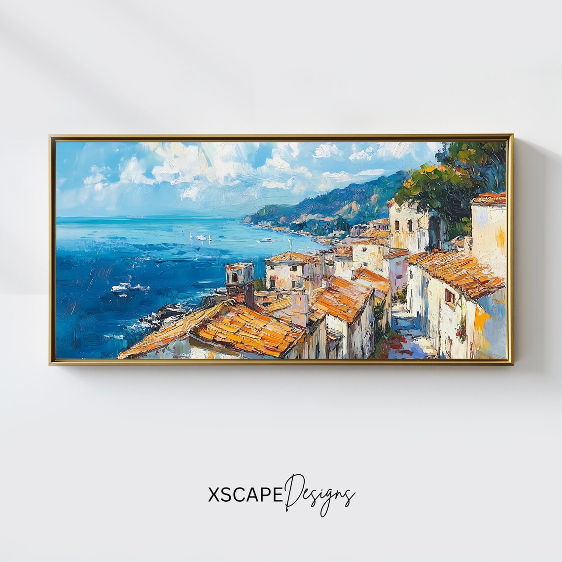 Mediterranean Coastal Landscape, Panoramic Wall Art