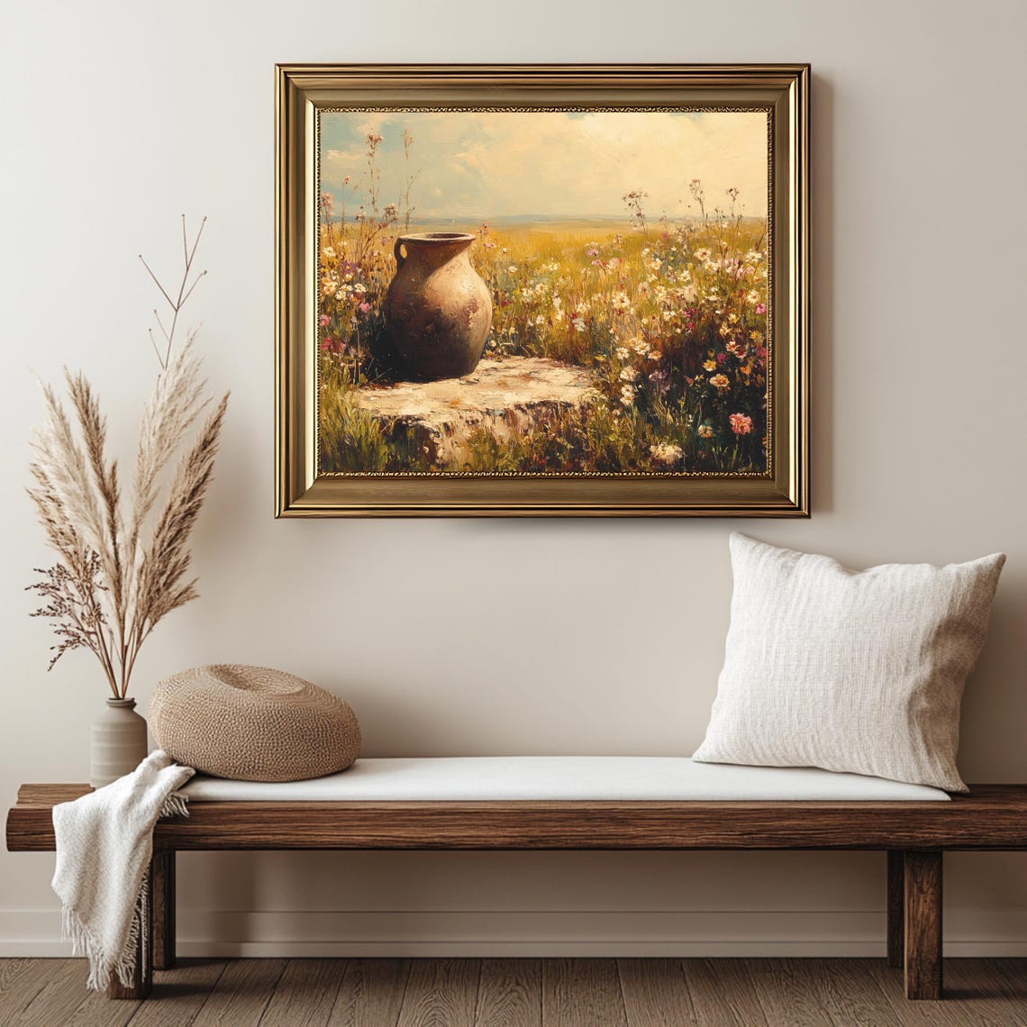Rustic Clay Pot Wildflower Meadow Pastoral Farmhouse Still Life Poster - Image 2