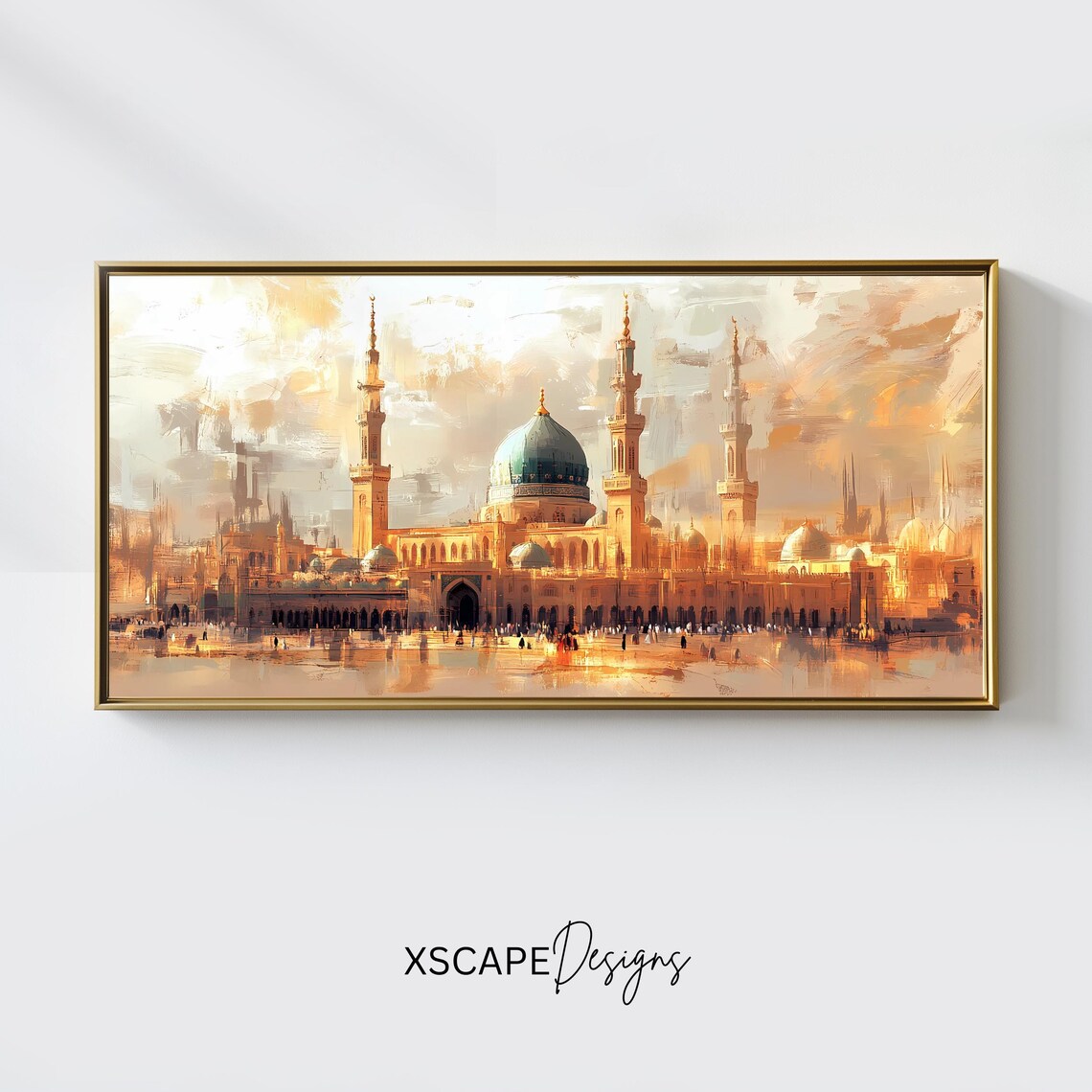 Al Masjid An Nabawi Medina Green Dome Golden Minarets Islam Poster