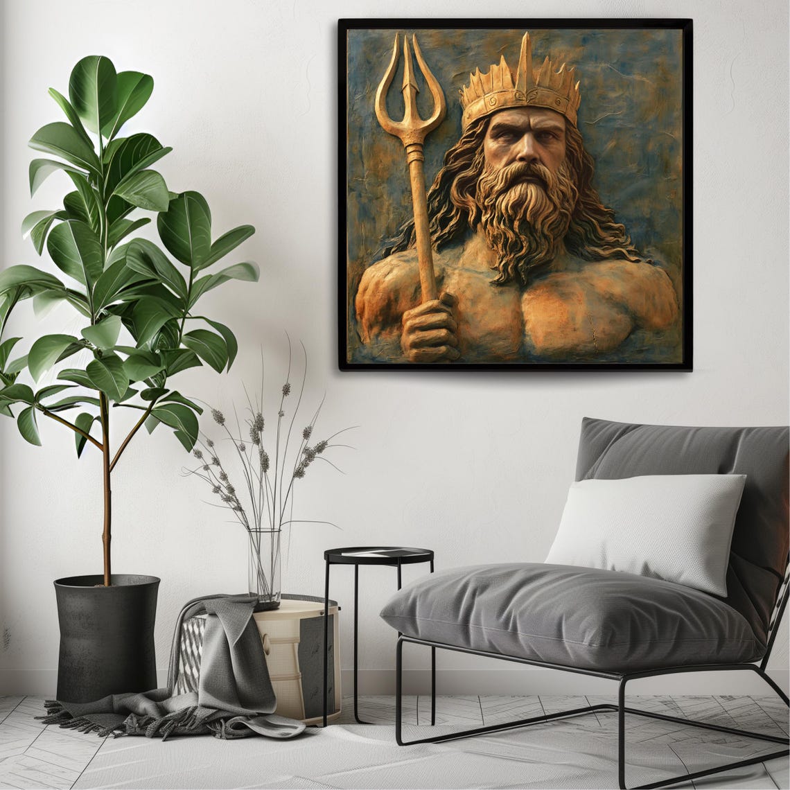 Poseidon Greek Sea God Trident Crown Dramatic Statue Art Wall Poster - Image 3