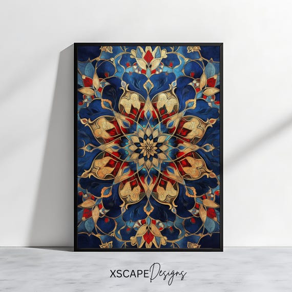 Islamic Geometric Art Print Mandala Wall Decor Elegant Arabic Pattern Artwork Vertical Wall Art Instant