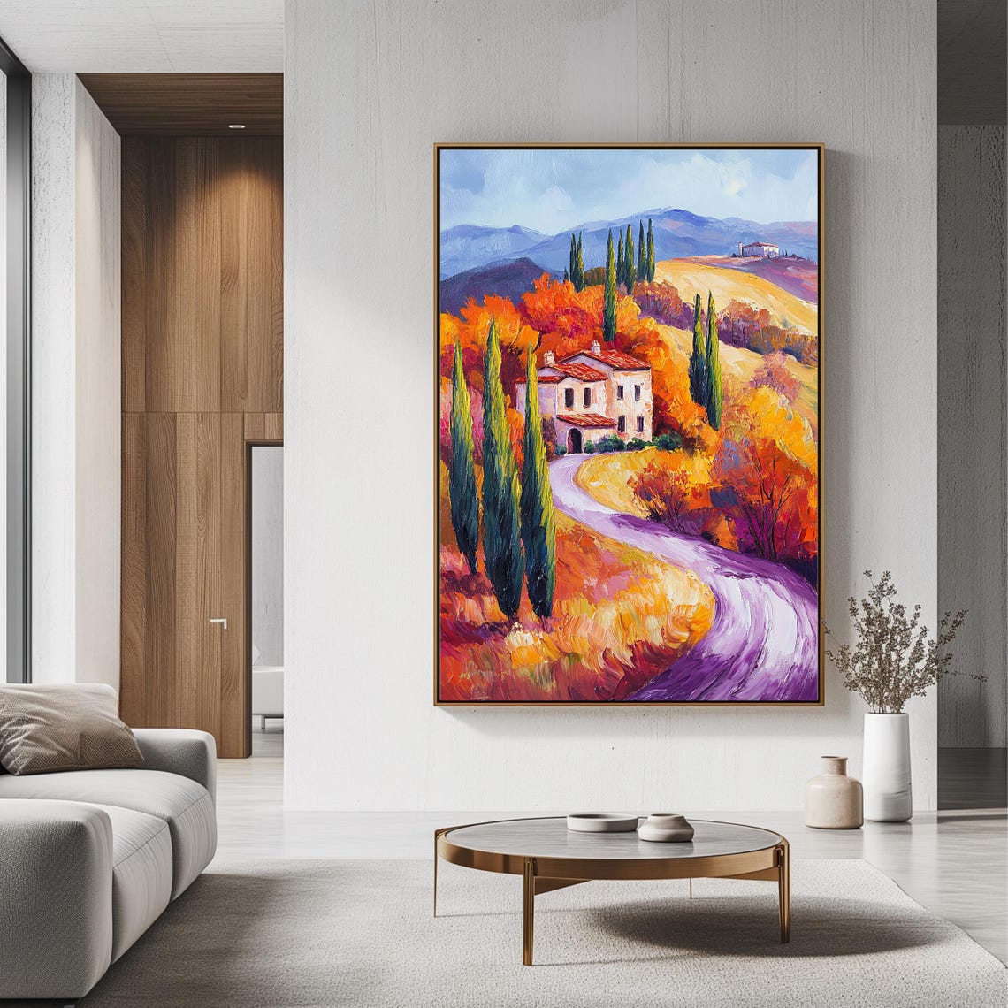 Tuscan Countryside Autumn Villa Winding Road Cypress Foliage Poster - Image 3