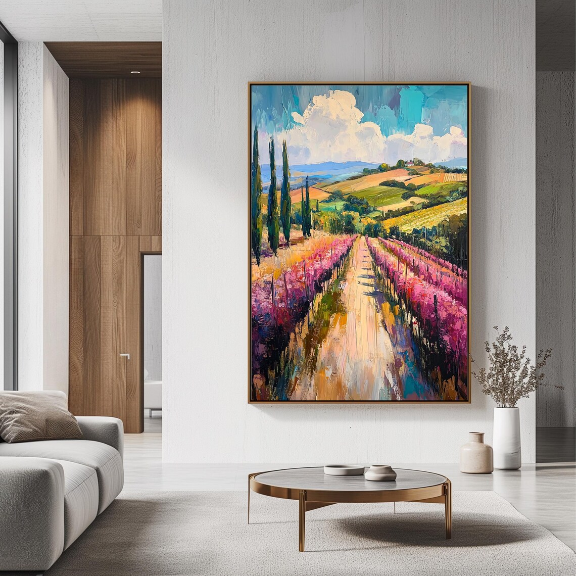 Vineyard Countryside, Scenic Landscape Art Print - Image 3