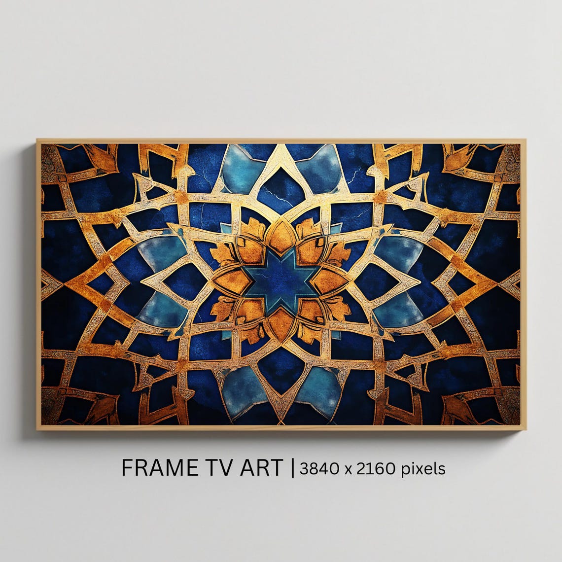 Islamic Geometric Art For Frame Tv Roku Screensaver Gold And Blue Wall Art