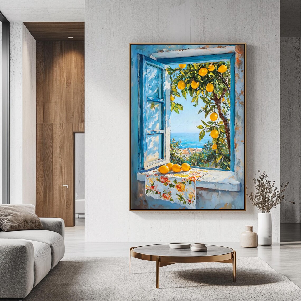 Lemon Tree Mediterranean Coastal Wall Art Print - Image 3