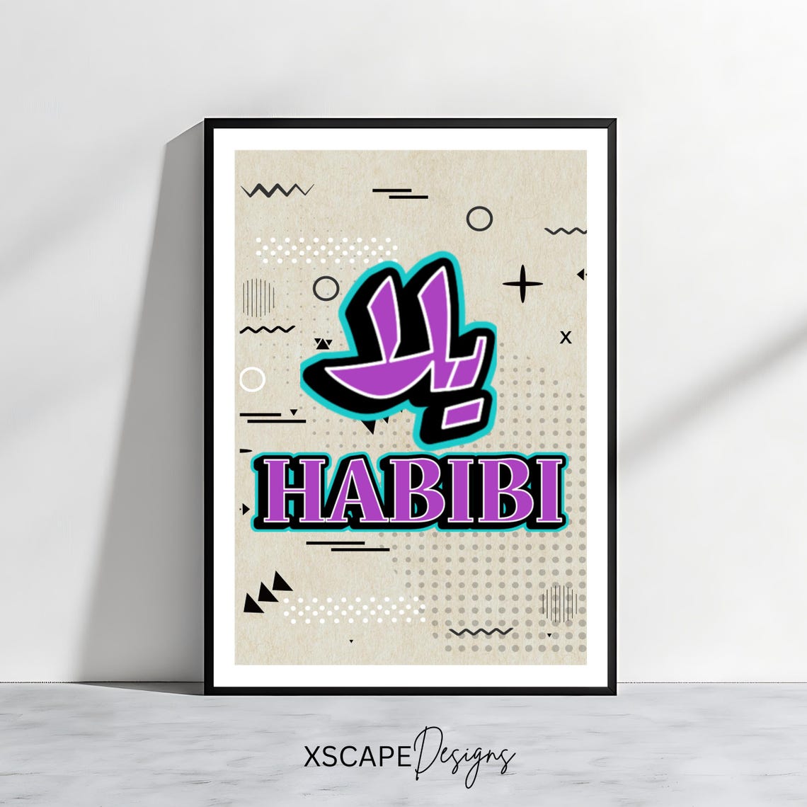 Yalla Habibi Graffiti Pop Art Print Arabic Typography Lebanese Decor