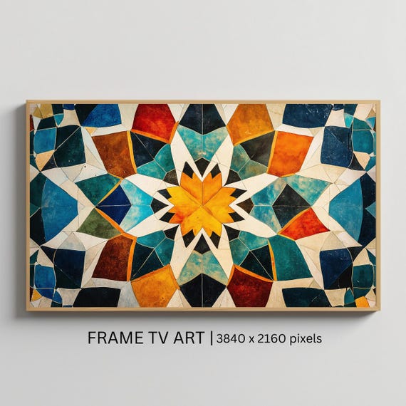 Islamic Mosaic Art For Frame Tv Roku Screensaver Colorful Geometric Wall Art