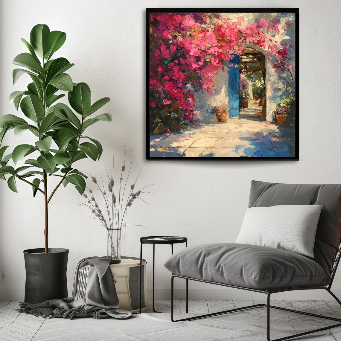 Mediterranean Doorway Art Print, Floral Decor - Image 3