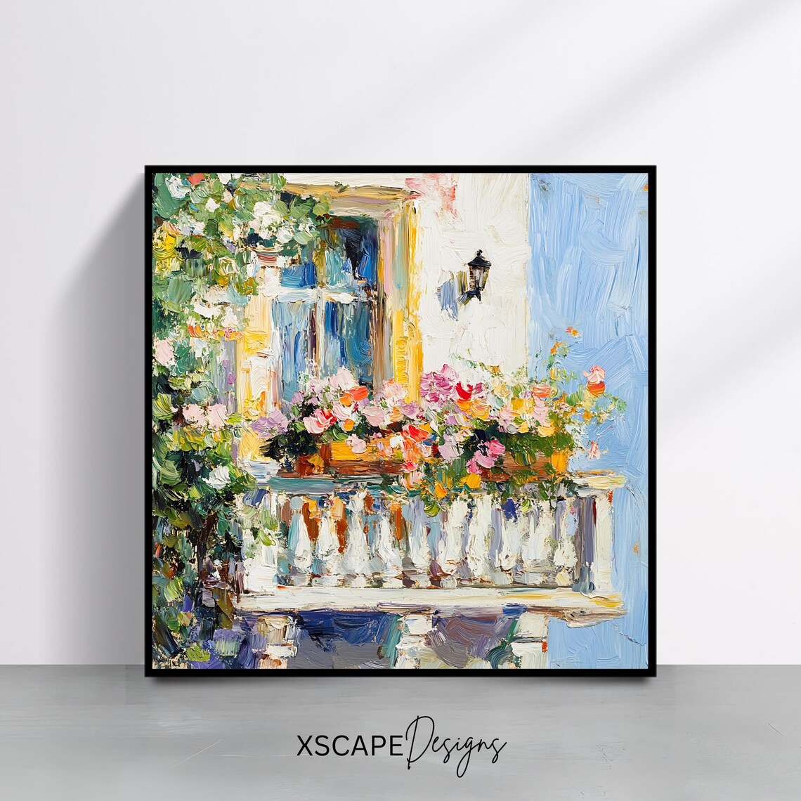 Floral Balcony, Mediterranean Boho Art Print
