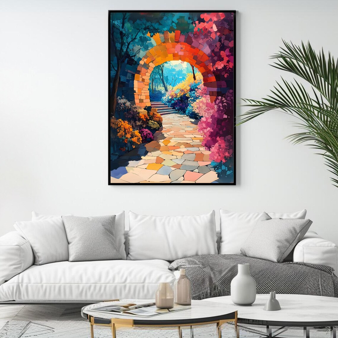 Colorful Garden Archway, Mystical Path Landscape - Image 4