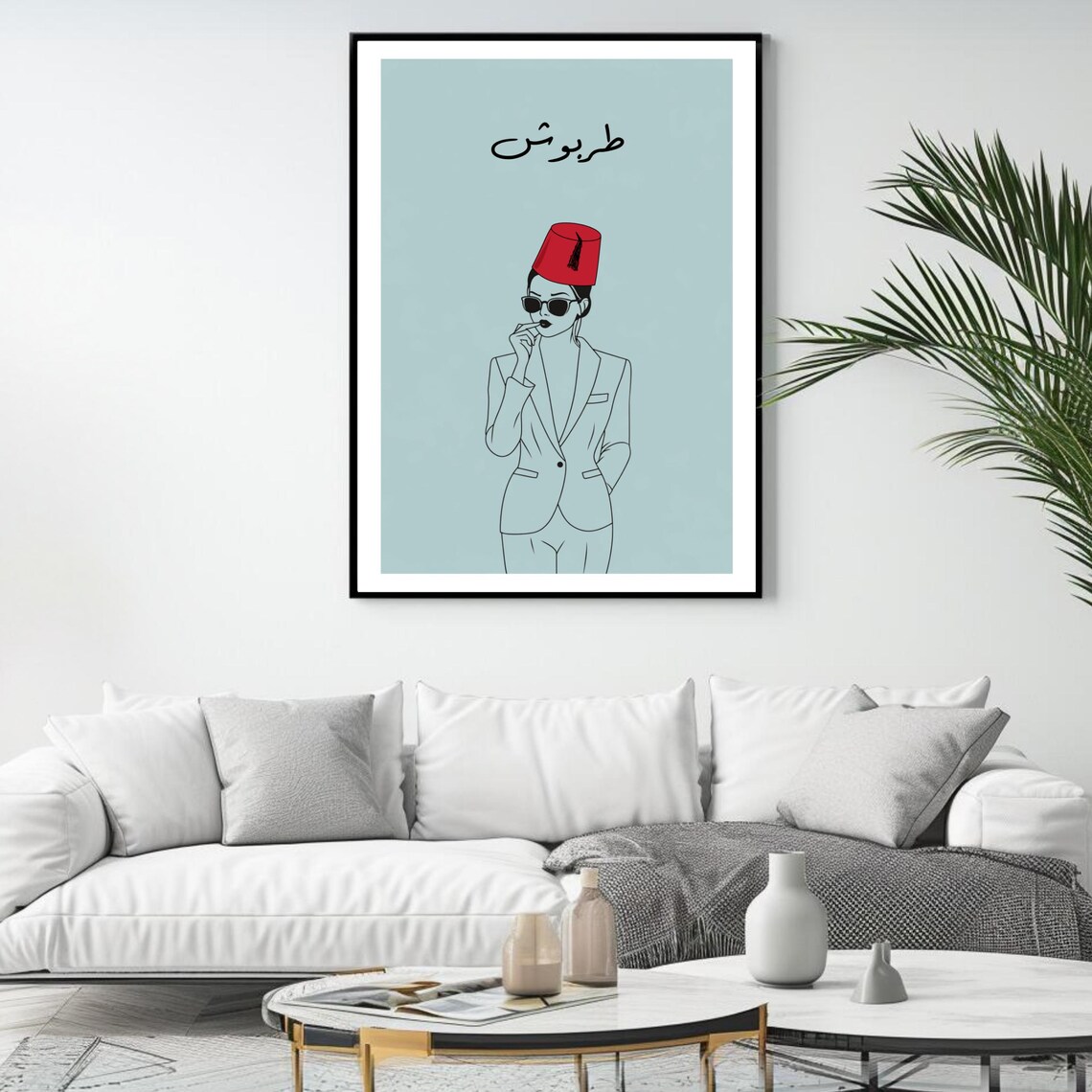 Tarboush Lebanese Red Fez Stylish Woman Fashion Line Art Poster - Image 4
