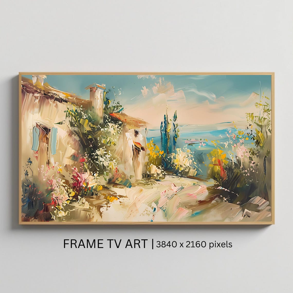 Mediterranean Villa Terrace Overlooking the Sea Summer Garden Poster