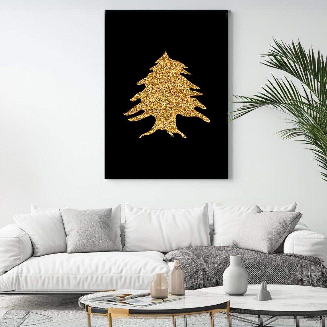 Gold Lebanese Cedar Tree Art Print Lebanon Wall Decor Luxury Middle Eastern Artwork Glitter Print - Image 4