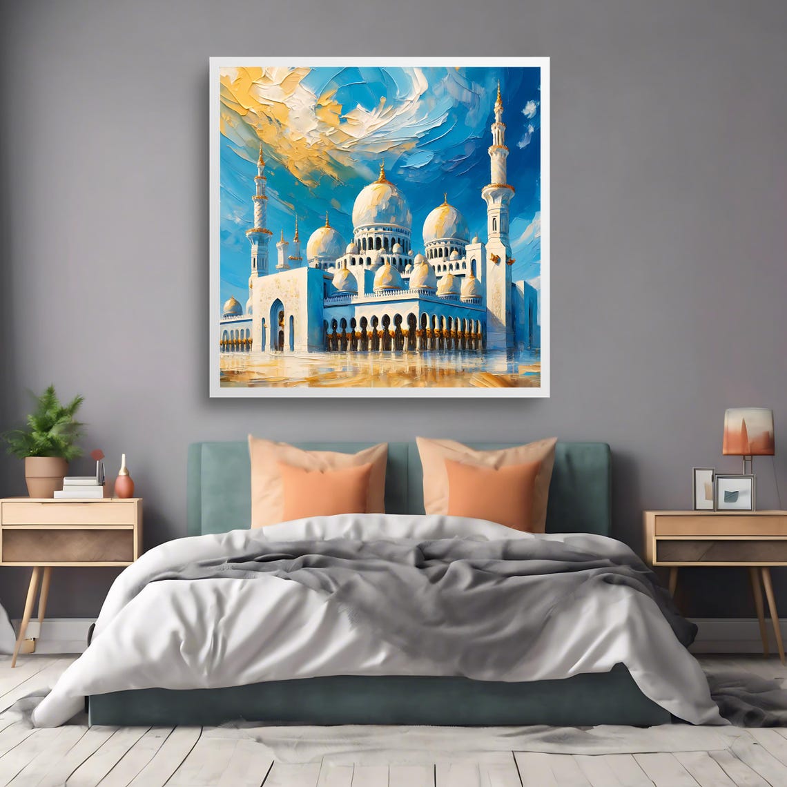 Majestic White Mosque Domes Islamic Architecture Travel Poster - Image 2