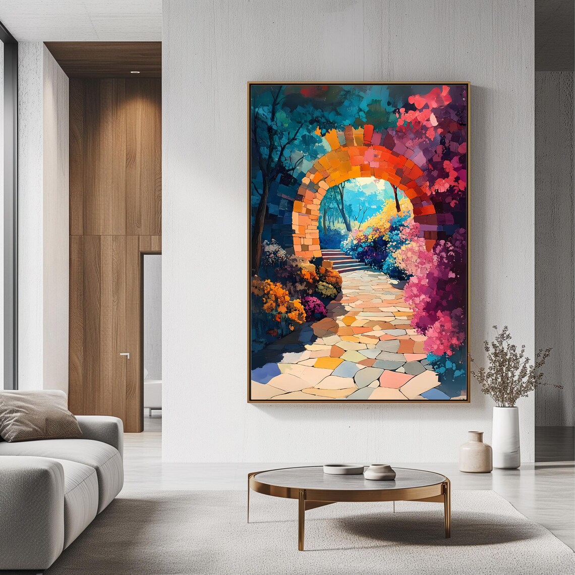 Colorful Garden Archway, Mystical Path Landscape - Image 3