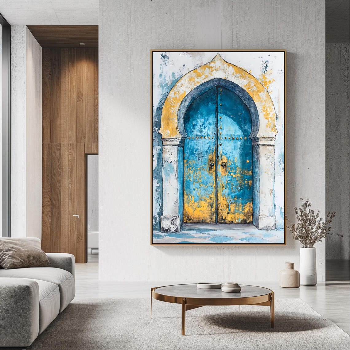 Rustic Blue Moroccan Doorway Arched Stone Mediterranean Art Poster - Image 3