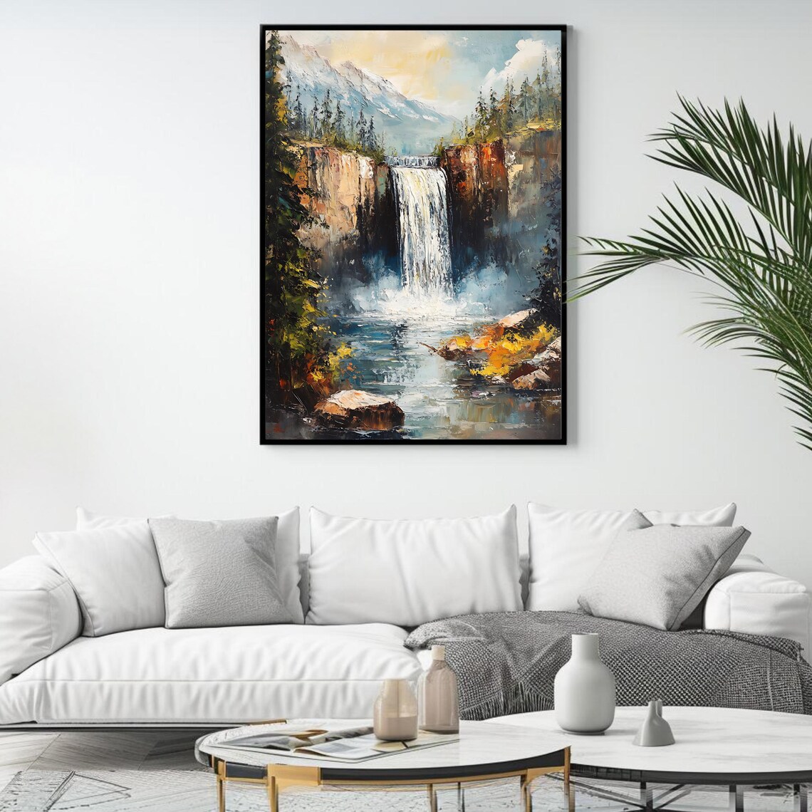 Waterfall Landscape Art Print, Rustic Home Decor - Image 4