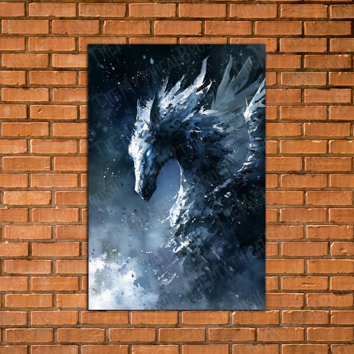 Pegasus Flying Horse Dark Watercolor Greek Mythology Art Poster