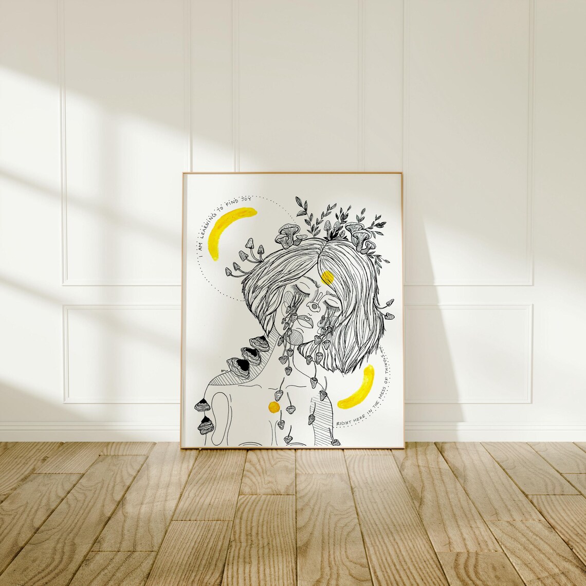 Find Joy Floral Woman Mushroom Illustration Mental Health Poster - Image 3