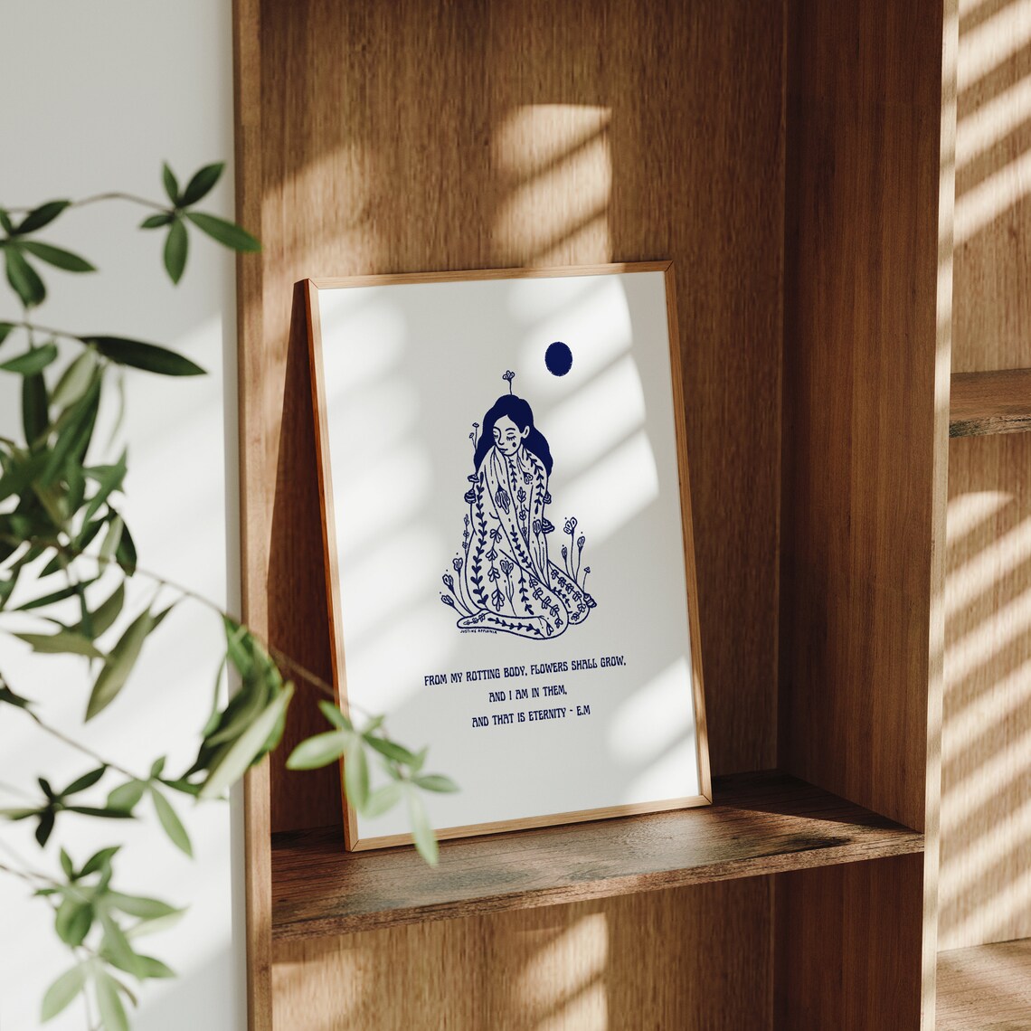Flowers Shall Grow Eternity Quote Navy Botanical Woman Art Poster - Image 2