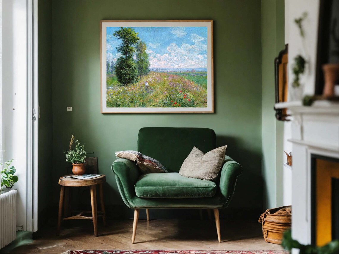 Claude Monet Meadow with Poplars Poppies Summer Field Impressionist Poster - Image 8