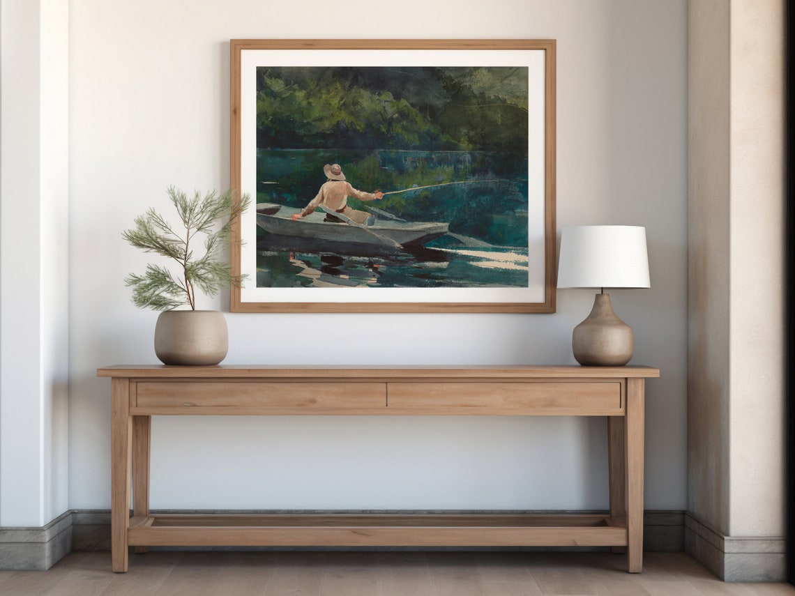 Vintage Fishing Painting Winslow Homer Print Casting Number Two Lake Cabin Decor Fishing Wall Art Outdoors Wall Art Fishing Print - Image 5