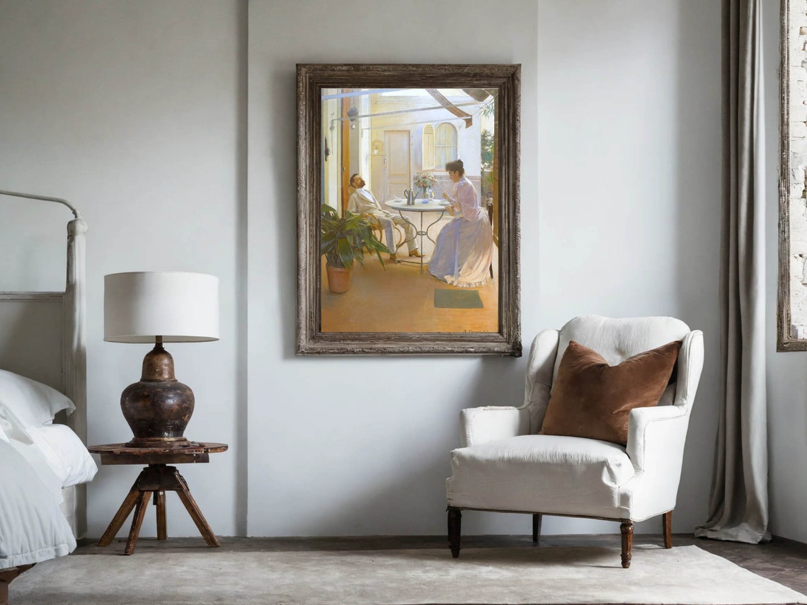 Ramon Casas Open Air Interior Sunlit Terrace Couple Painting Poster - Image 4