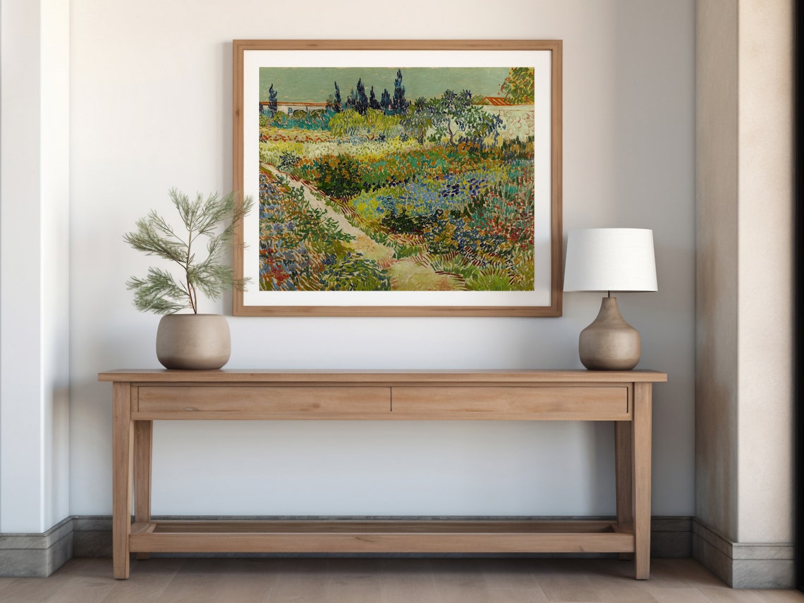 Van Gogh Flowering Garden Cypress Trees Impressionist Poster - Image 6