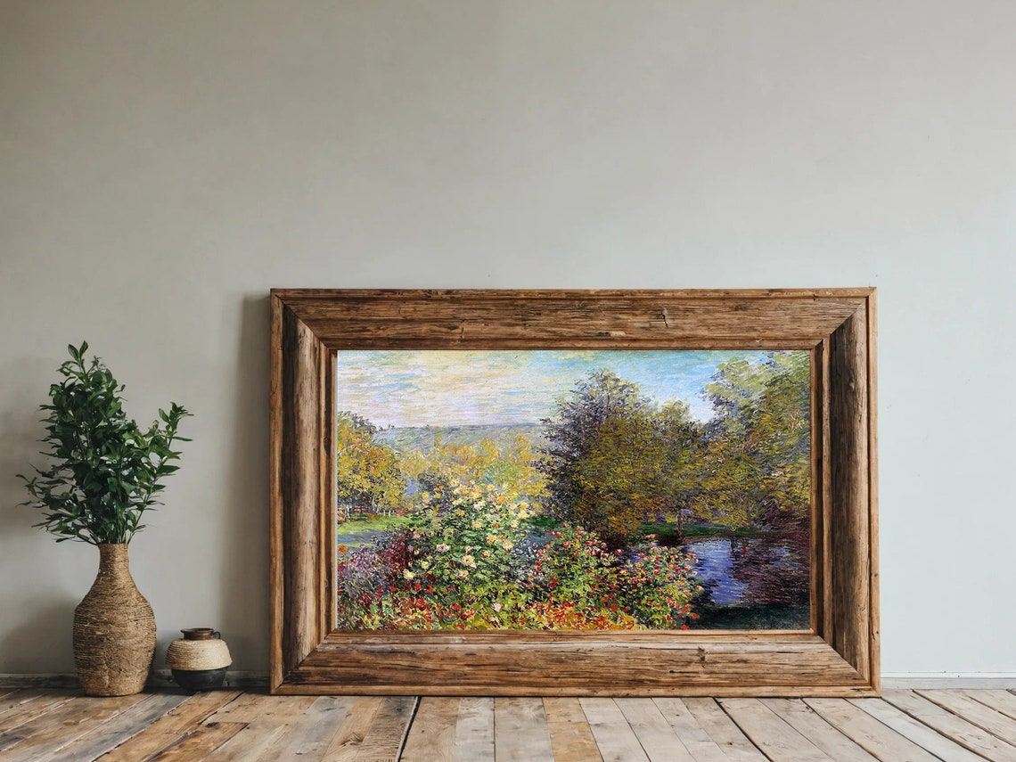 Monet Flower Garden Blooming Roses Riverside Impressionist Poster - Image 2