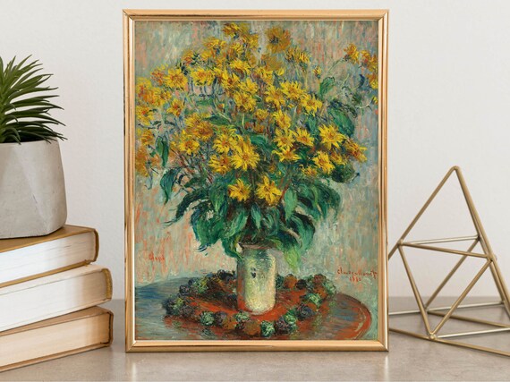 Claude Monet Art Poster Jerusalem Artichoke Flowers By Claude Monet Flower Art Print Wall Art Claude Monet Artwork Monet