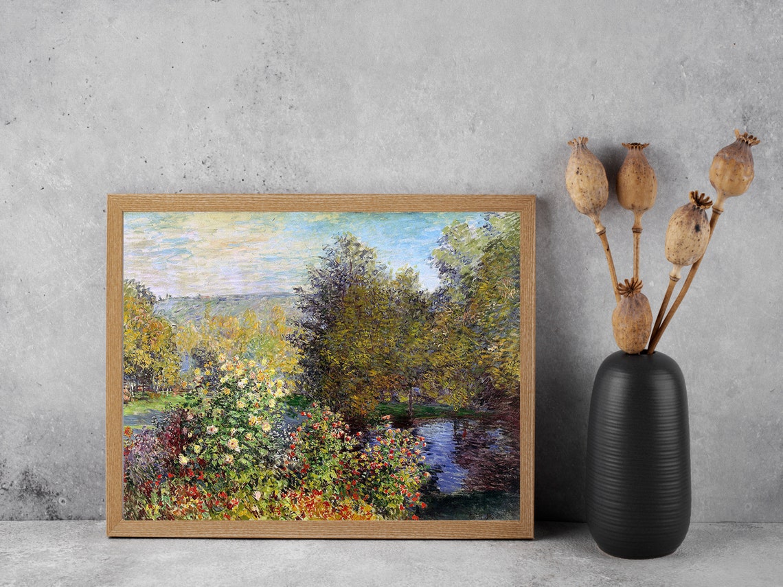 Monet Flower Garden Blooming Roses Riverside Impressionist Poster - Image 4