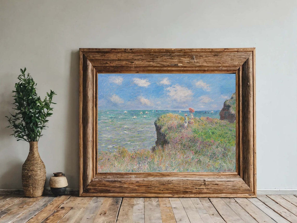 Claude Monet Cliff Walk at Pourville Coastal Impressionist Print - Image 7