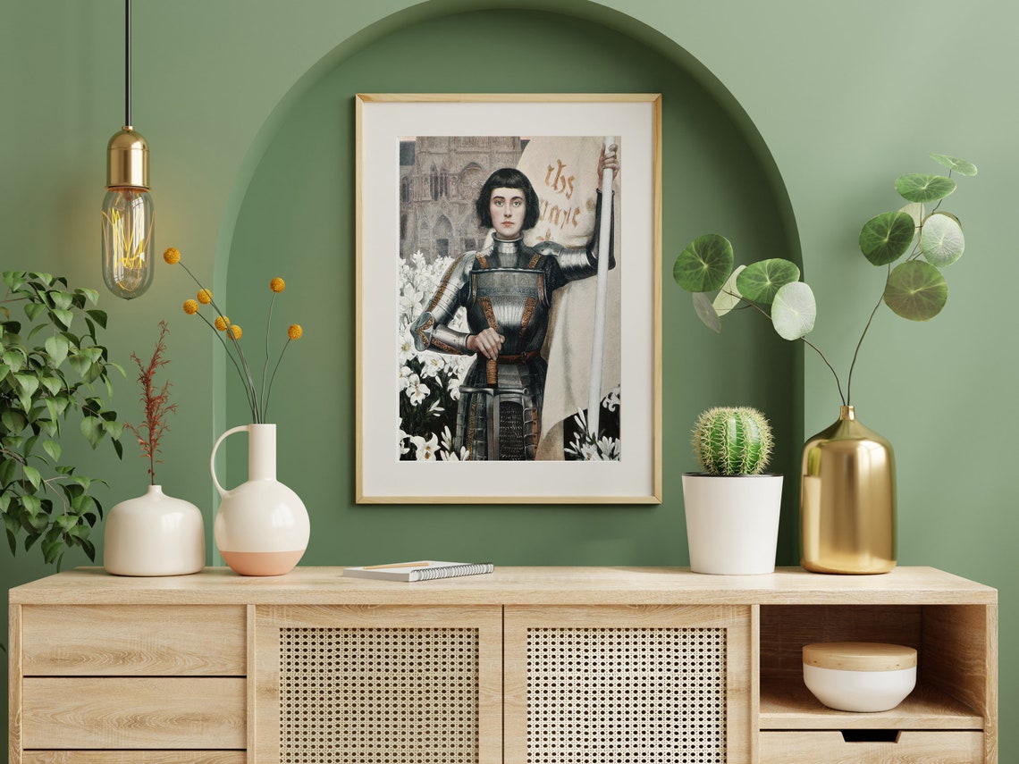 Saint Joan Of Arc Albert Lynch Exhibition Poster Print Woman Portrait Painting Art Nouveau Painting Vintage Saint Print Powerful Woman - Image 2