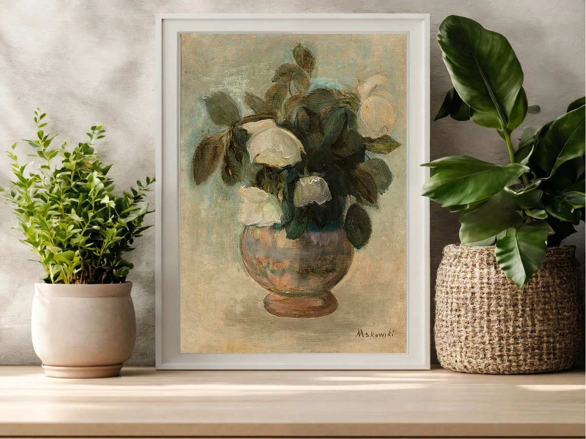 Roses Print Neutral Still Life Roses Painting Vintage Roses Painting Neutral Floral Print Still Life Roses Painting Still Life - Image 4