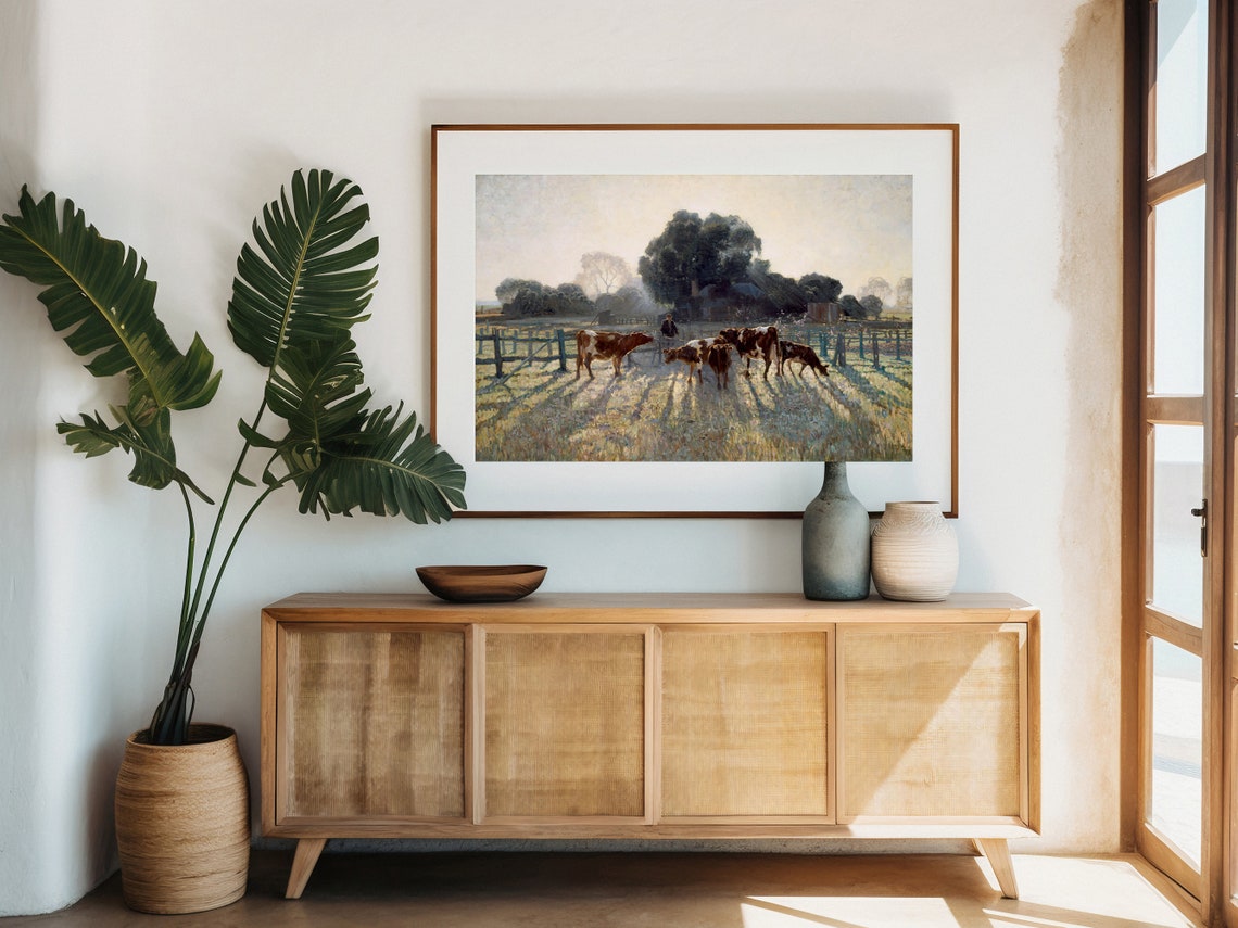 Morning Light Cattle Pasture Herdsman Classic Pastoral Art Poster - Image 8