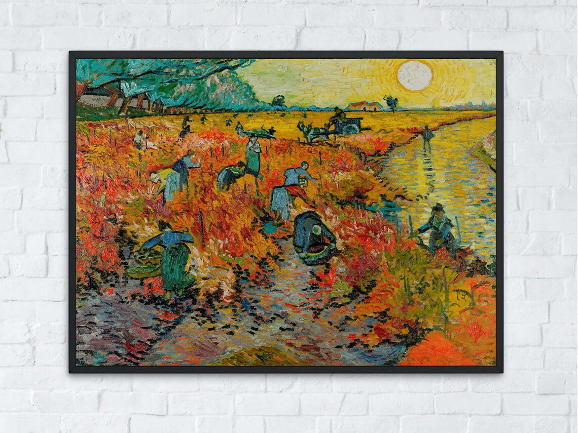 Van Gogh The Red Vineyard Autumn Harvest Sun Impressionist Poster - Image 5