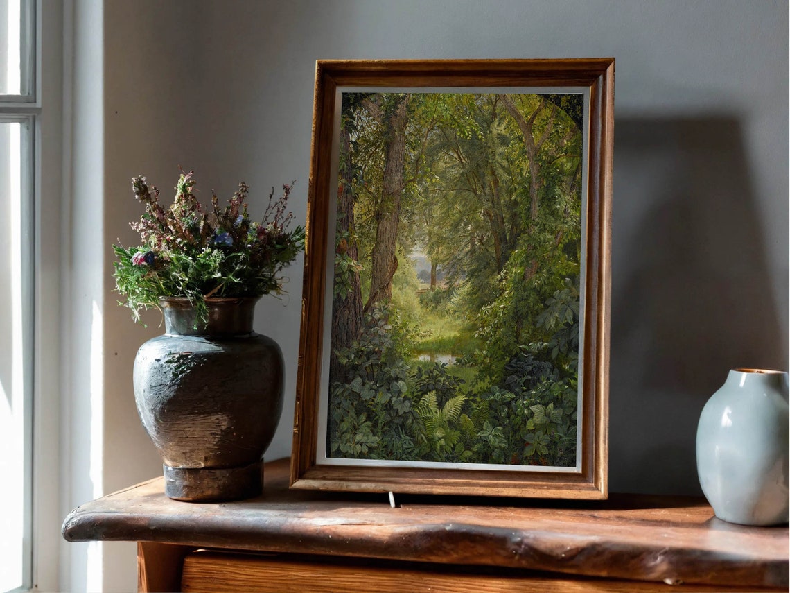 Rustic Forest Woodland Path Fern Painting Vintage Classic Print - Image 7
