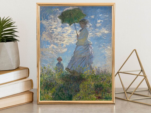 Monet Wall Art Claude Monet Woman With A Parasol Wall Art Impressionist Portrait Painting Claude Monet Print Wall Art
