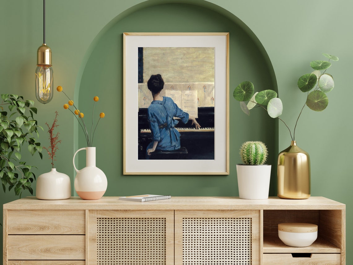 William Merritt Chase The Keynote Woman in Blue at Piano Poster - Image 6