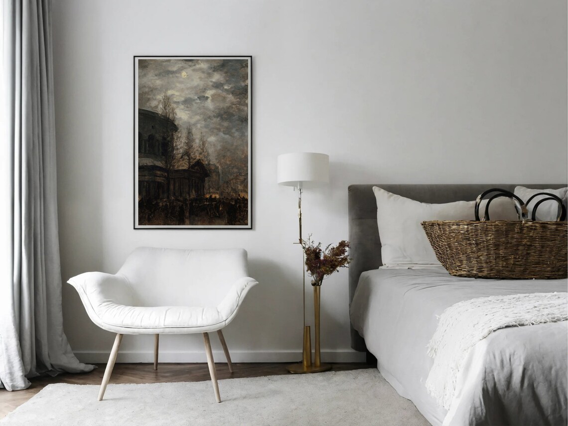 Moody Paris Nocturne Moonlit Cityscape Dark Academia Art Poster - Image 8