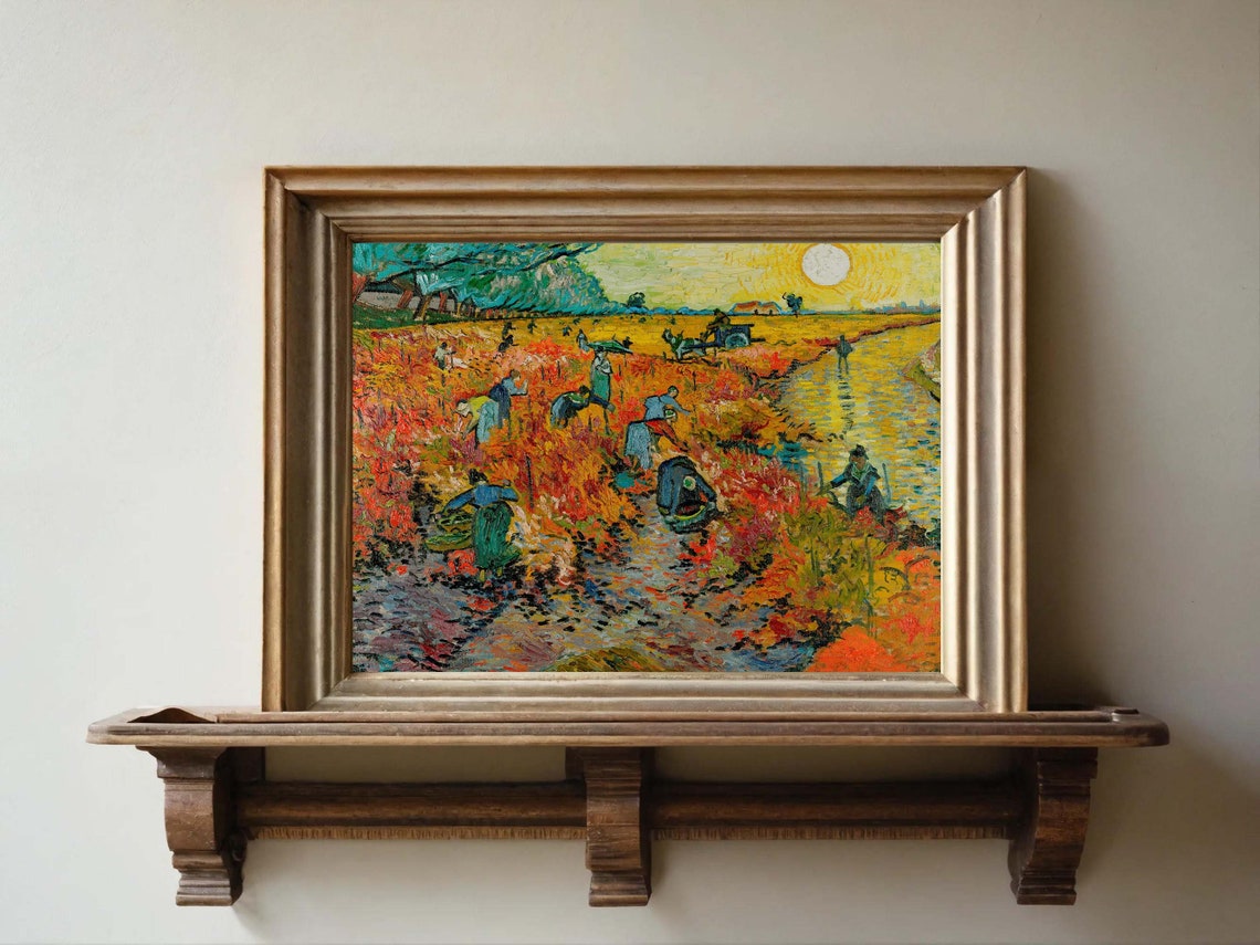 Van Gogh The Red Vineyard Autumn Harvest Sun Impressionist Poster - Image 6