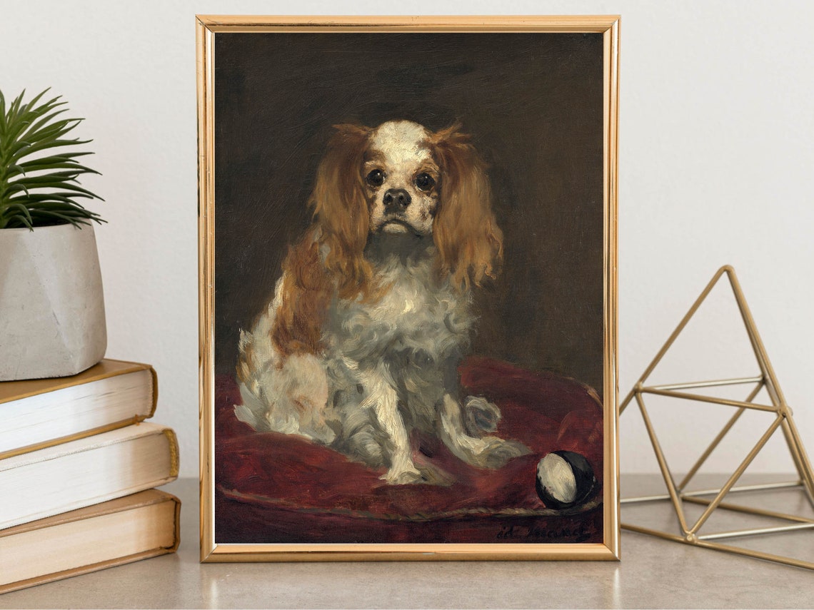 Edouard Manet King Charles Spaniel Dog Portrait Painting Poster