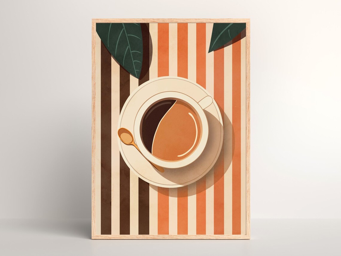 Retro Coffee Mid Century Kitchen Art Print
